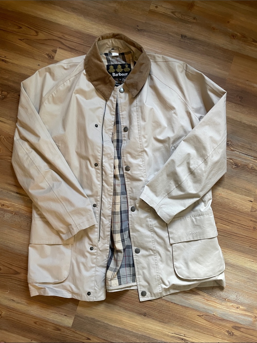 Barbour Casual Oversized Bedale Jacket in Beige/Clay with Brown Corduroy Collar